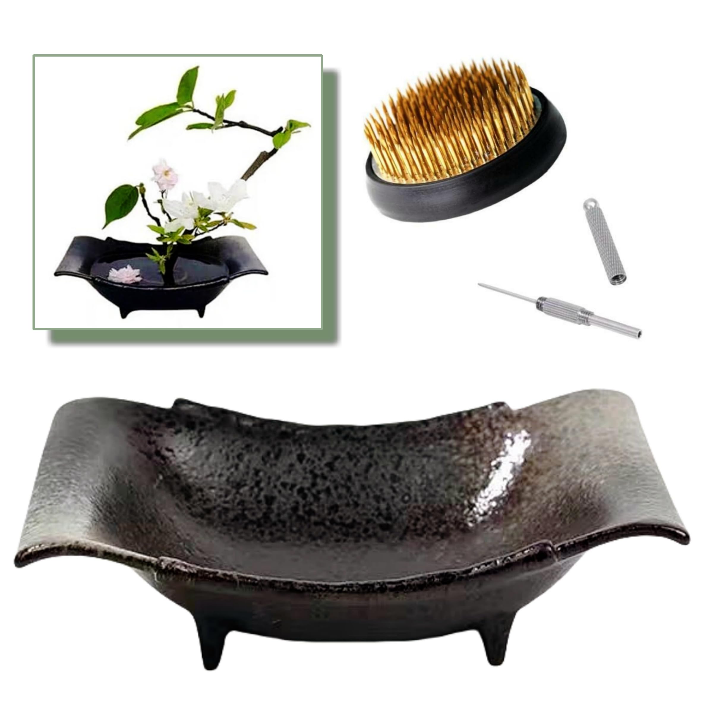 Amazon.com: Japanese Flower Frog Ikebana Vase Kit, Ceramics Flower