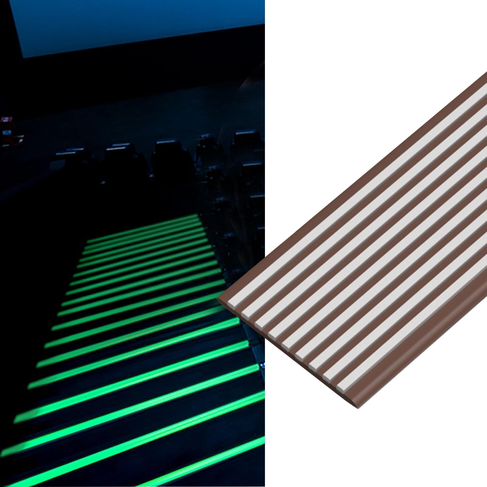 Cxvhsertwr Brown 10Cm Stair Carpet Treads, Glow Stair Tread Edge Protectors Nosing Edging(,L 6M)