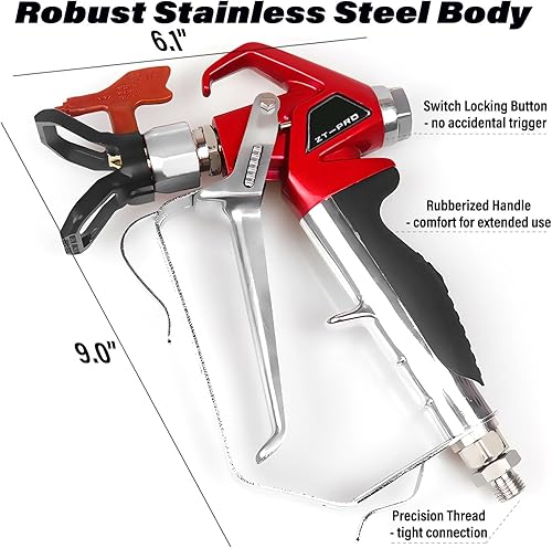 Miniatura 6 de Pro Airless Paint Sprayer Gun, 4000 PSI Spray Paint Gun, Paint Spray Gun with 517 Reversible Tip & Guard & Swivel Joint, Universal for Latex Enamels