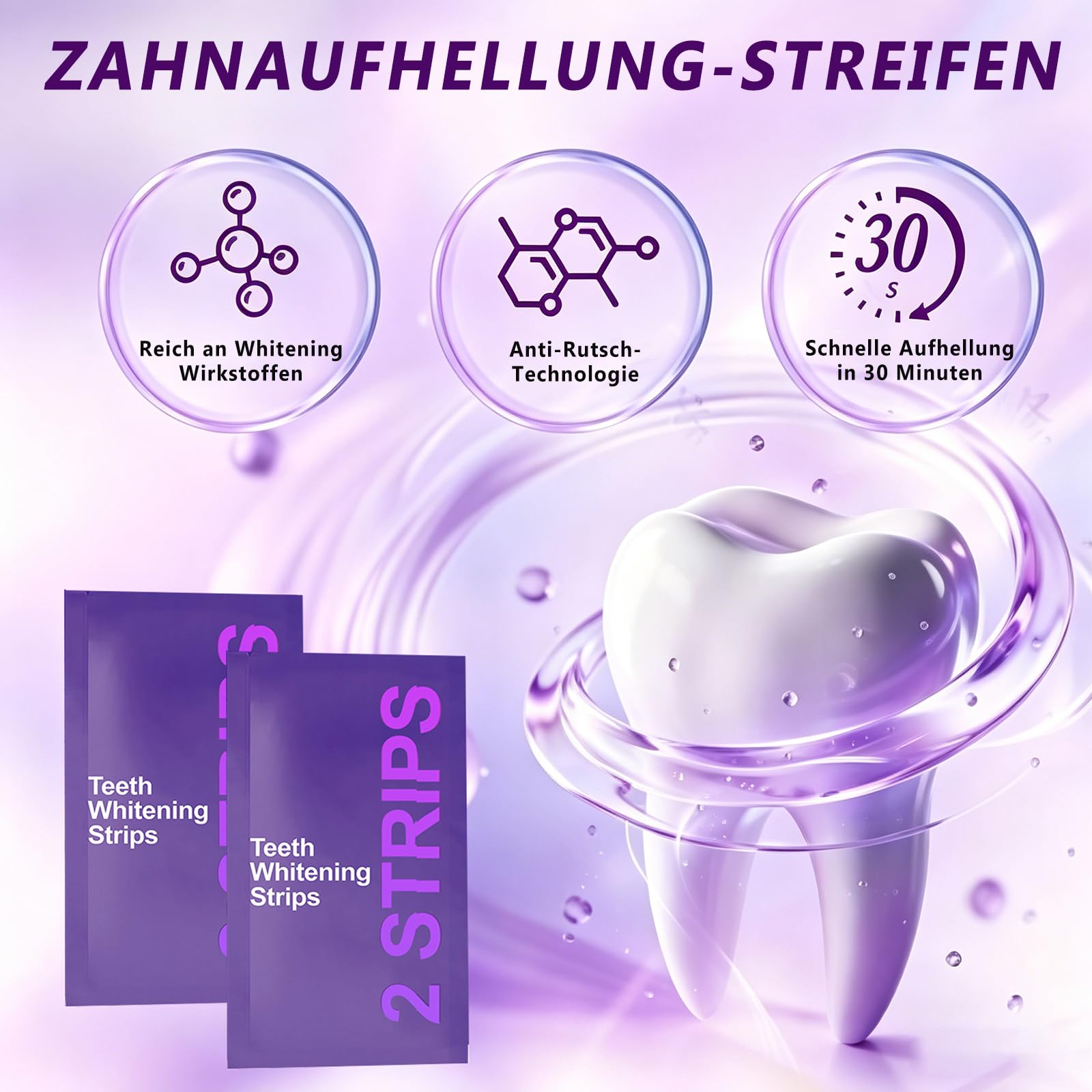 Lila Teeth Whitening Strips, Bleaching Zahnaufhellung-Streifen in 14 Tagen, Einfachen Aufhellen Zähne für Schnelles Entfernen Aller Flecken und Sie Sich Schnell Weiße Zähne