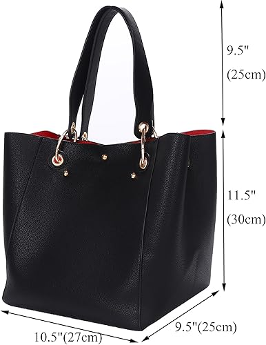 Miniatura 3 de Bolso de mano de trabajo de cuero para mujer, bolso impermeable de gran capacidad, bolso de hombro grande para mujer, color negro