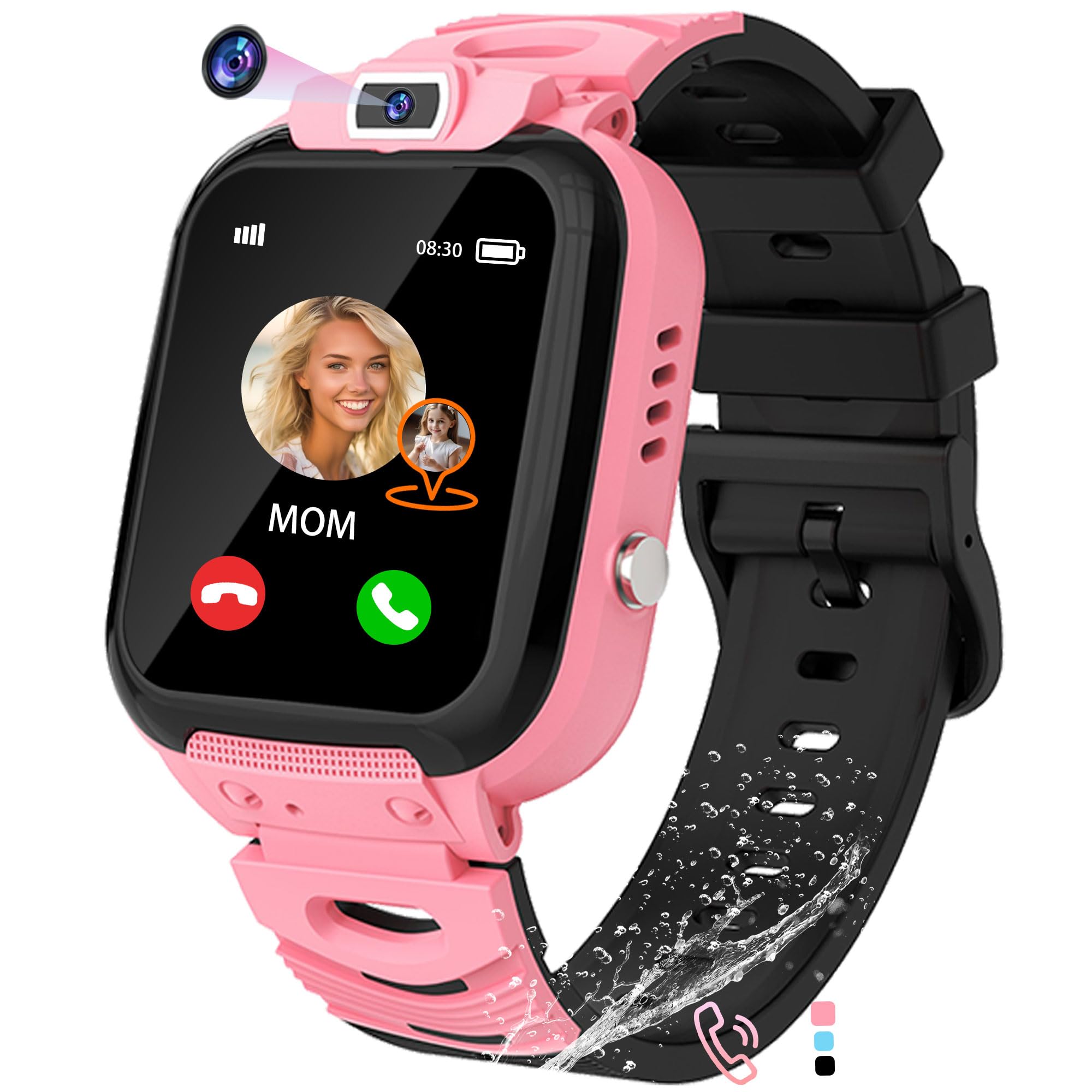 EUNICECG Reloj Inteligente NiƱo para NiƱos NiƱas GPS Localizador SOS TelƩfonos Despertador Juegos IP68 Impermeable CƔmara HD Digital Juguetes 3 4 5 6 7 8 9 10 11 12 13 aƱos CumpleaƱos Regalos