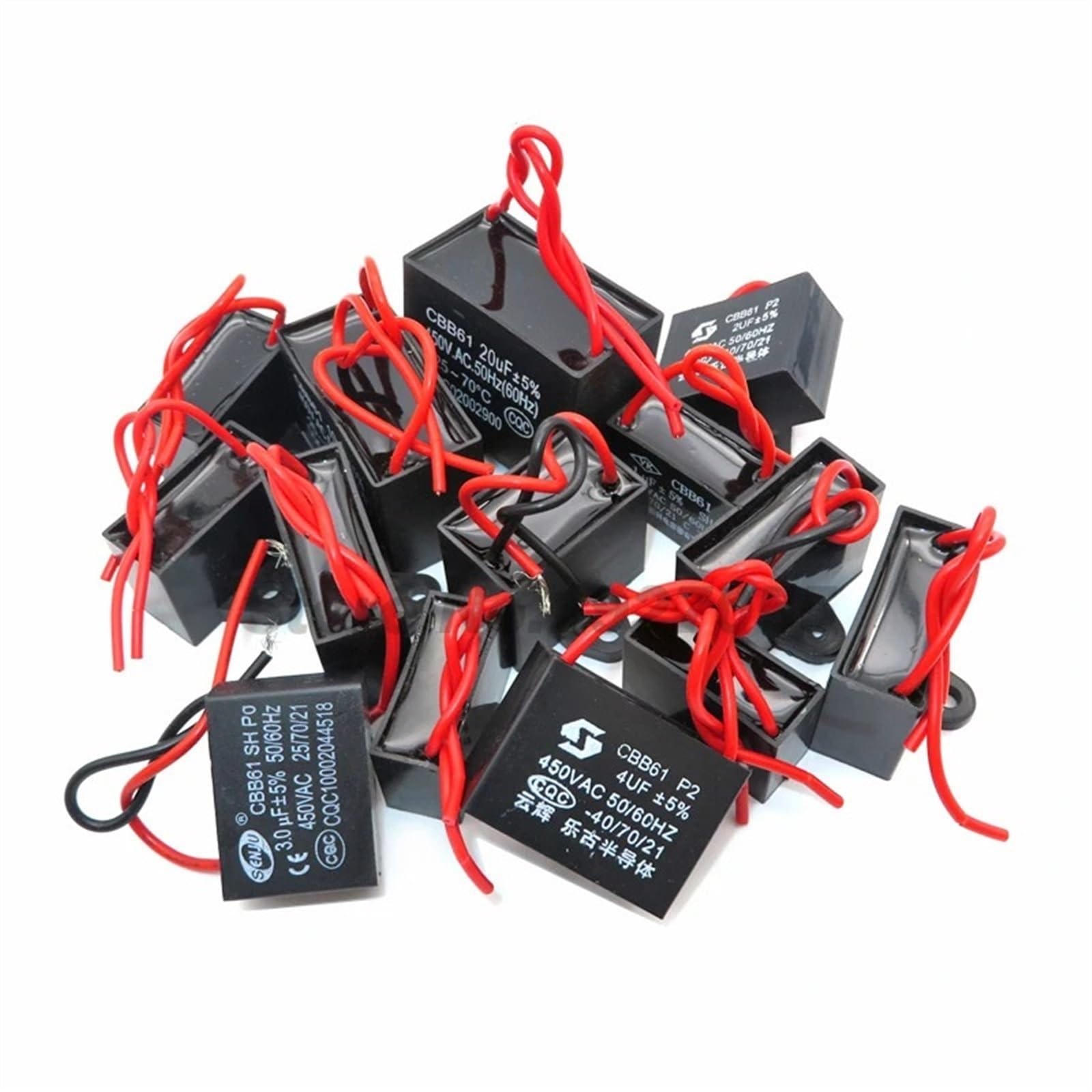20 sztuk CBB61 pojemność rozruchowa kondensator wentylatora AC 450 V kondensator silnika 1 UF 1,2 UF 1,5 UF 2 UF 2,5 UF 3 UF 3,5 UF 4 UF (rozmiar: CBB61 7UF)