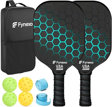Pickleball Paddles Set of 2, USAPA Approved Fiberglass Surface Pickleball Rackets Set for Men & Women