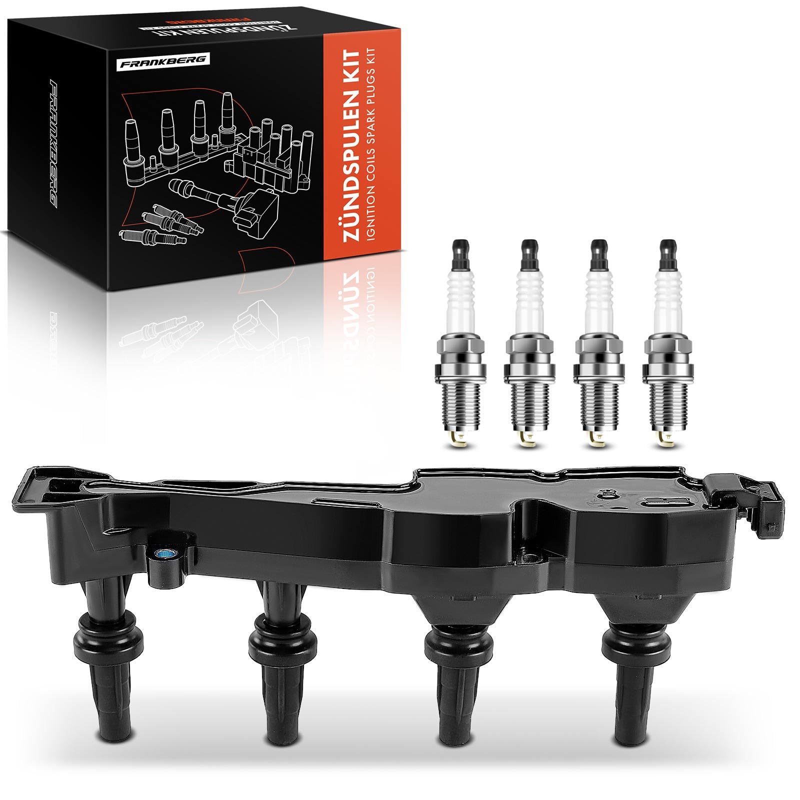 Frankberg bobina di accensione + 4 candele a 4 Poli 96213086 | Compatibile con: Saxo S0 S1,106 II 1A 1C