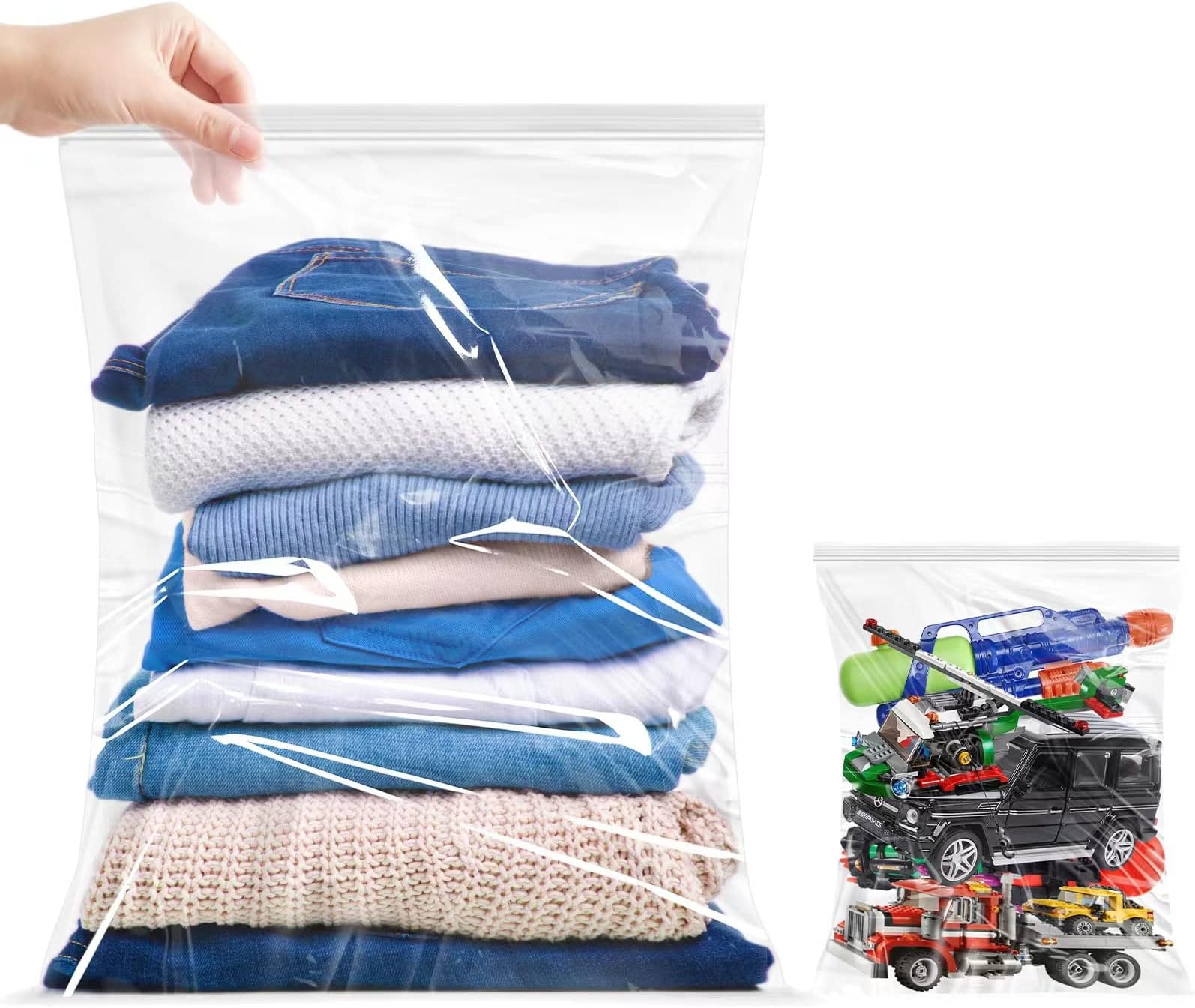 Zipper Storage Bags, Pack of 12, 5 Gallon Reclosable Food Storage Bag, Great Storage for Food, Clothing, Office Supplies & Travel Essential, 2 Mil Thick, Size 18"x 24"