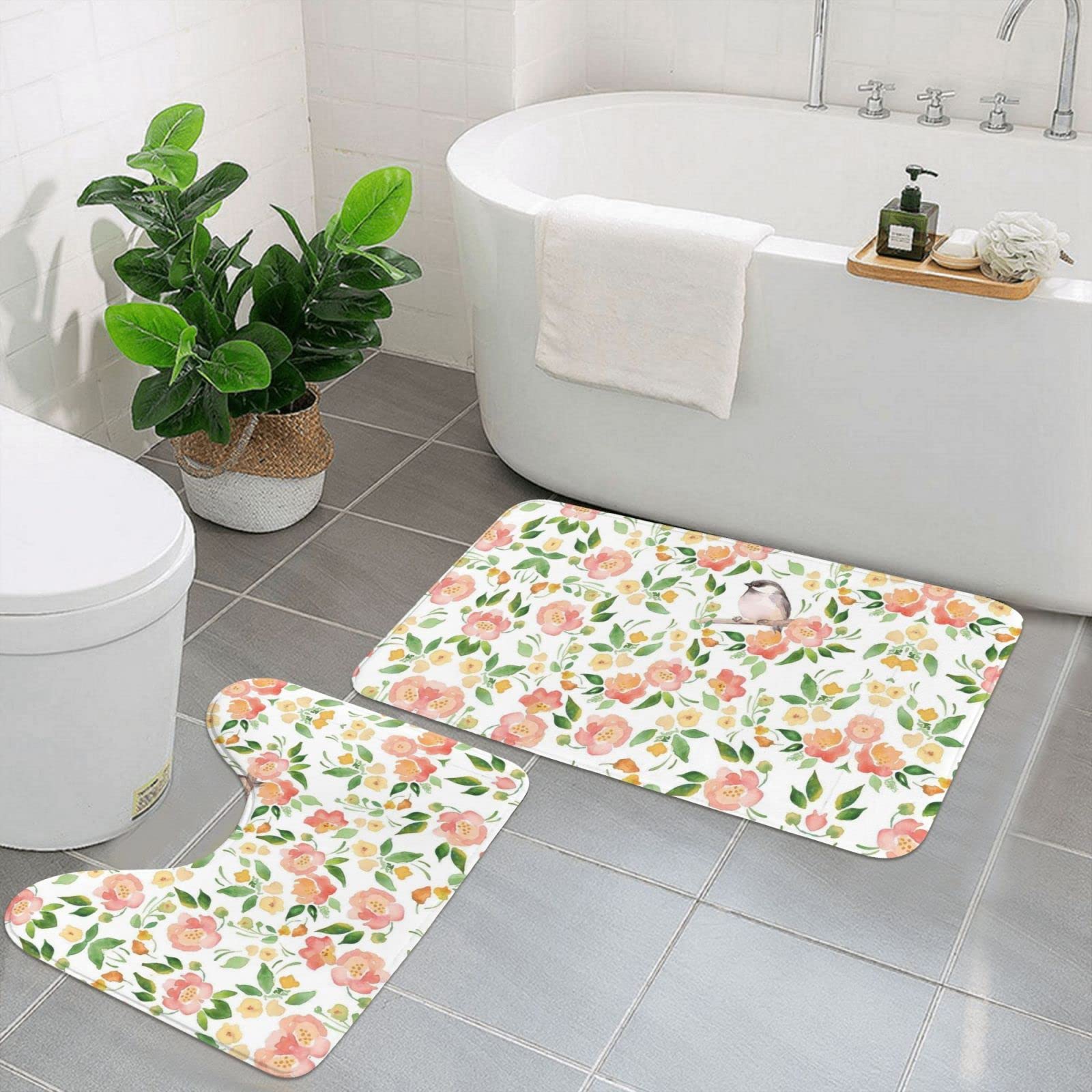 Tapis de bain doux antidérapants lot de 2 absorbants pour sécuriser le sol