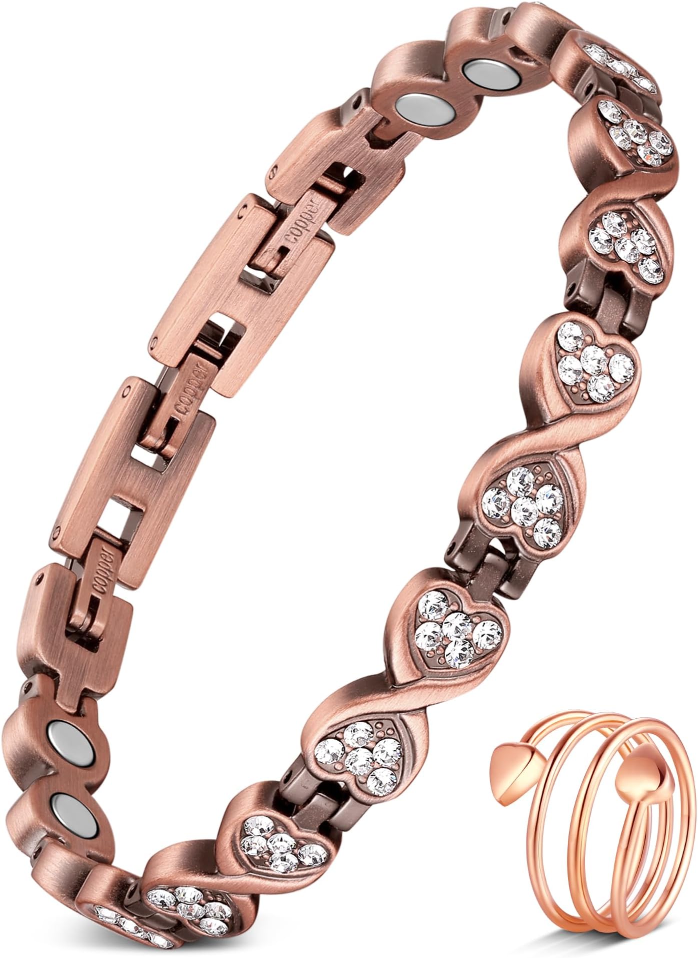 Jecanori Pure Copper Bracelets for Women, Effective Copper Magnetic Healing Bracelets for Women, Jewelry Gifts with Sizing Tool