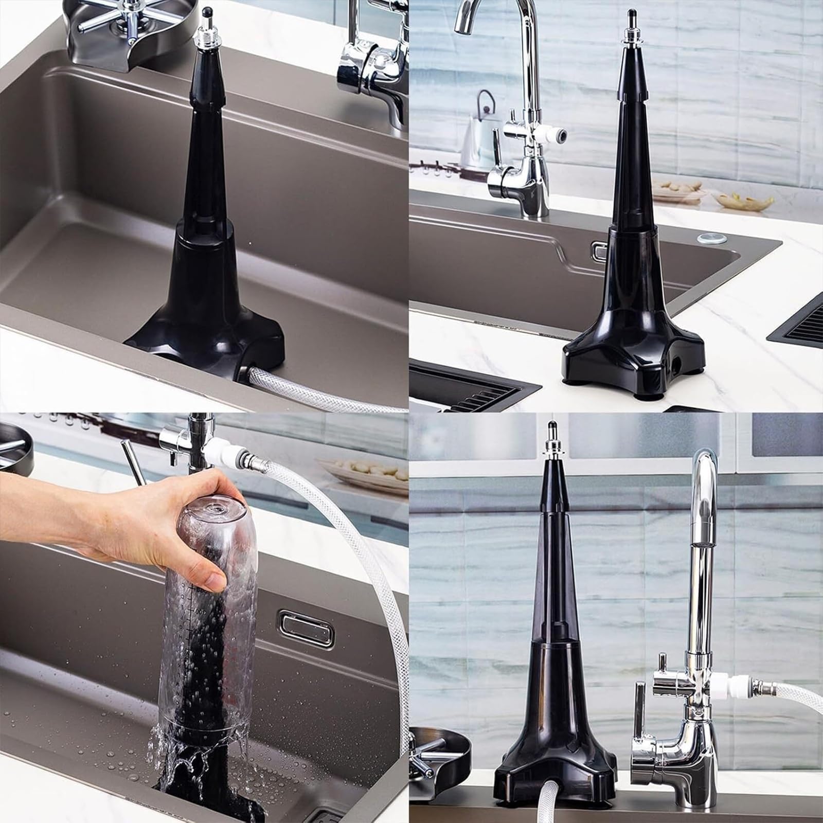 Lavavasos portátil para licuadora, automático con boquilla de alta presión y múltiples orificios, con manguera de 60 cm, ideal para el hogar, bares, restaurantes y cocinas