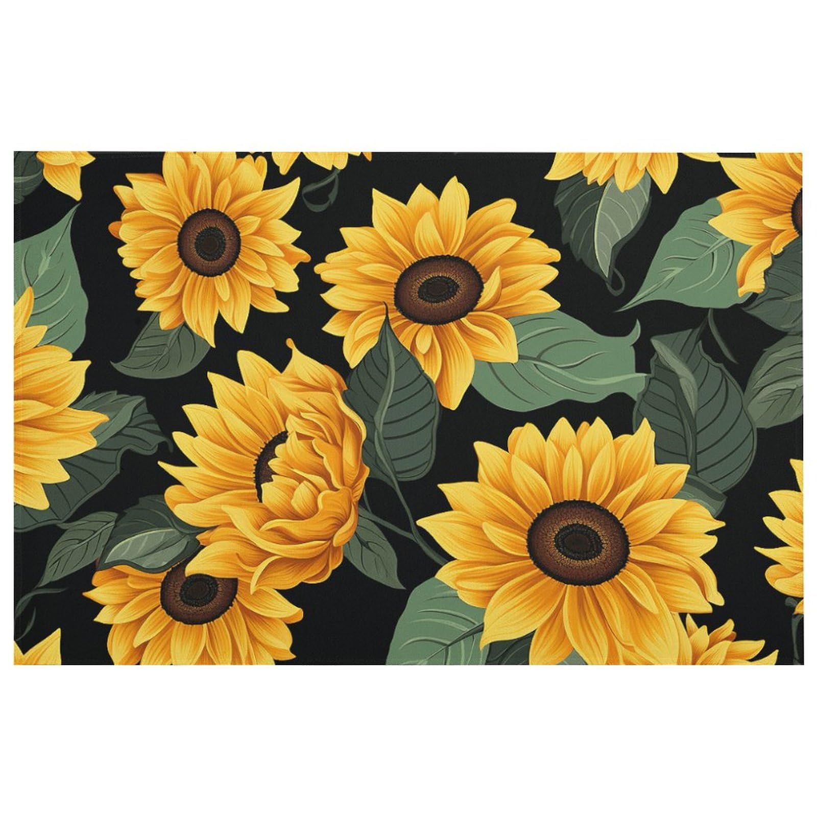 Tapis de sol moderne tournesol 60x40 cm antidérapant et absorbant pour la cuisine