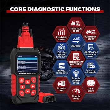 M4 Motorcycle Diagnostic Tool for Harley-Davidson 4P/6P, Read/Clear Codes & Live Data, ECU & Service Reset, Throttle Reset & ABS Bleed, with OBD2 16P, for Dyna Softail Sportster Touring