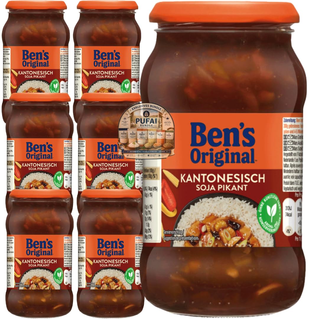 PUFAI Bundle – Sauce Kantonesisch Soja Pikant – Würzige Asia-Sauce für vielseitige Gerichte, 400g, 7 Stück