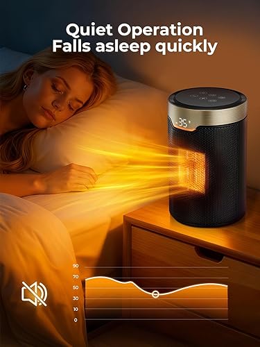 Miniatura 5 de FOHERE Calentador de espacio, calentadores eléctricos portátiles para uso en interiores con termostato, temporizador de 24 horas, función de apagado