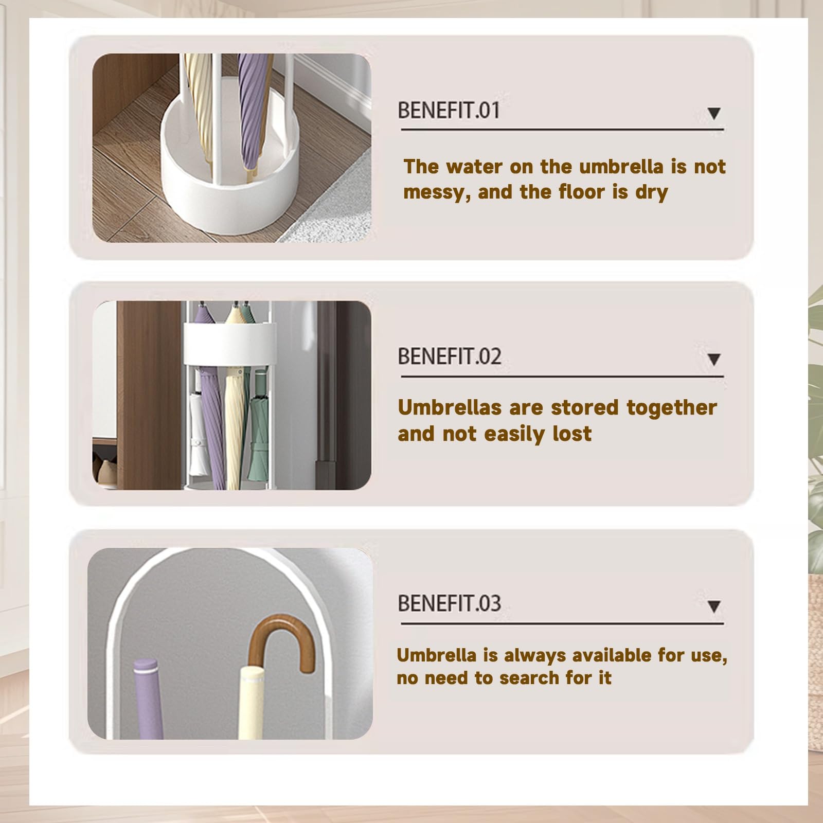 Soporte Blanco para Paraguas y Cubo Estable para la Entrada de casa: solución de Secado rápido para Paraguas mojados.