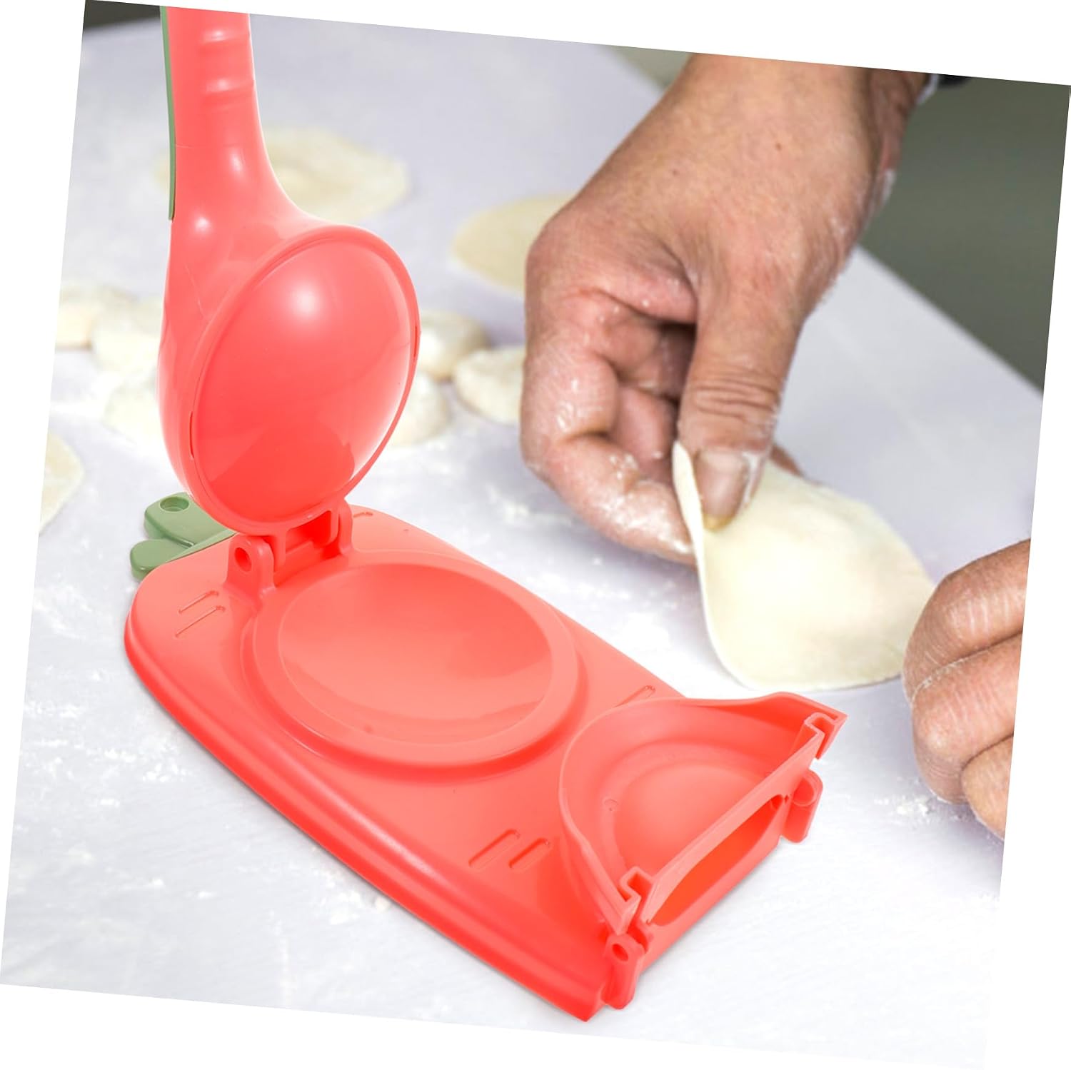 Mikinona Manual Dumpling Presser Easy to Clean Handheld Dough Pressing Tool for Kitchen Gadget Non-stick Surface