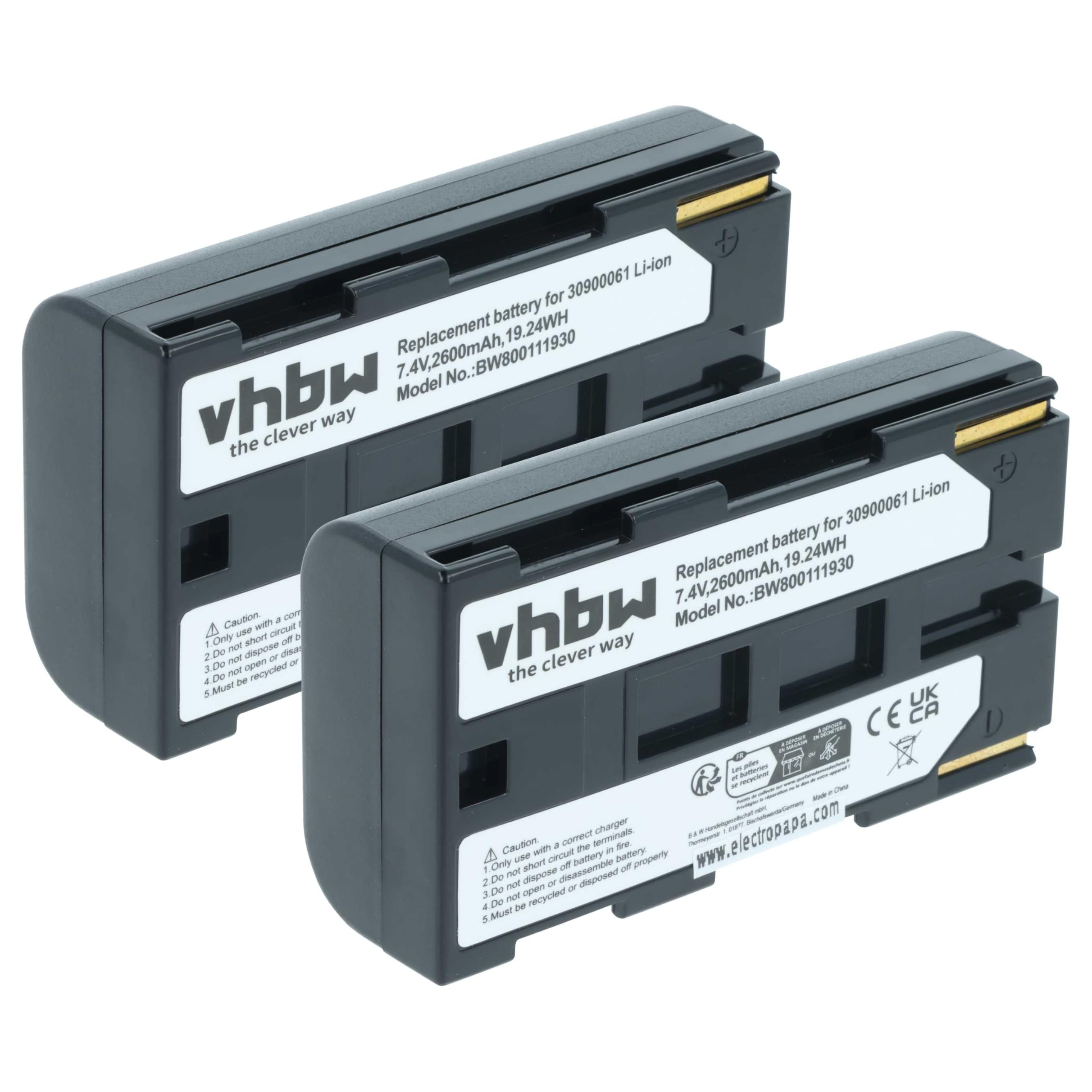 vhbw 2x batteria compatibile con Canon Optura UC-X2Hi, UC-X40Hi, UC-X30Hi, UC-X45Hi, UC-X55Hi, UC-X50Hi fotocamera (2600mAh, 7,2V, Li-Ion)