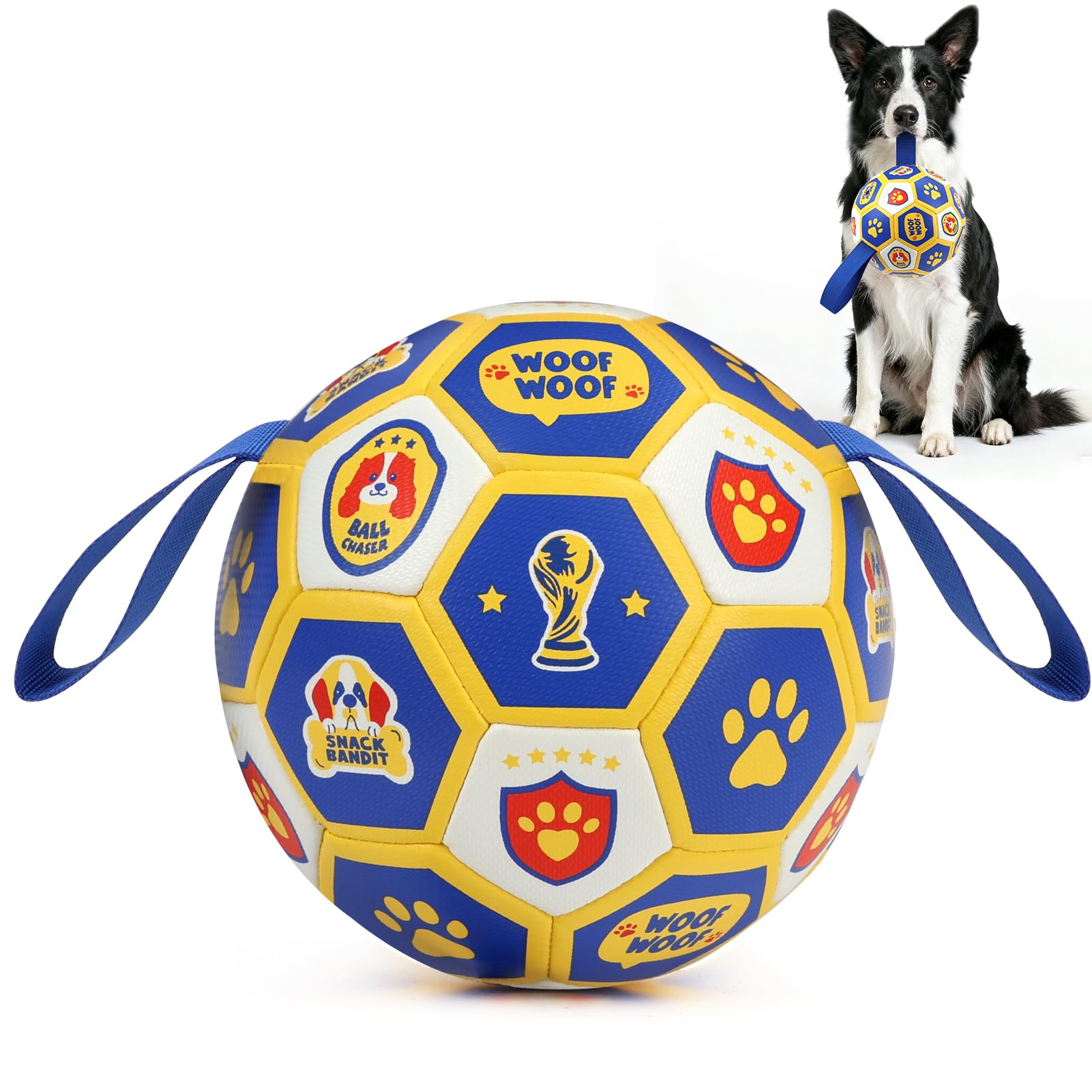 Vivifying Dog Toys Balls Interactive World Cup Soccer Ball for Small Medium Dogs Durable PU Enrichment Training Toy