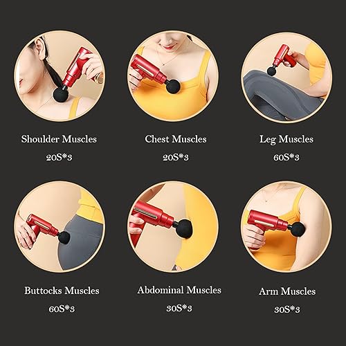 Miniatura 6 de HEYAXA Pistola de masaje de tejido profundo, masajeador muscular eléctrico de mano, dispositivo de masaje de percusión de alta intensidad para