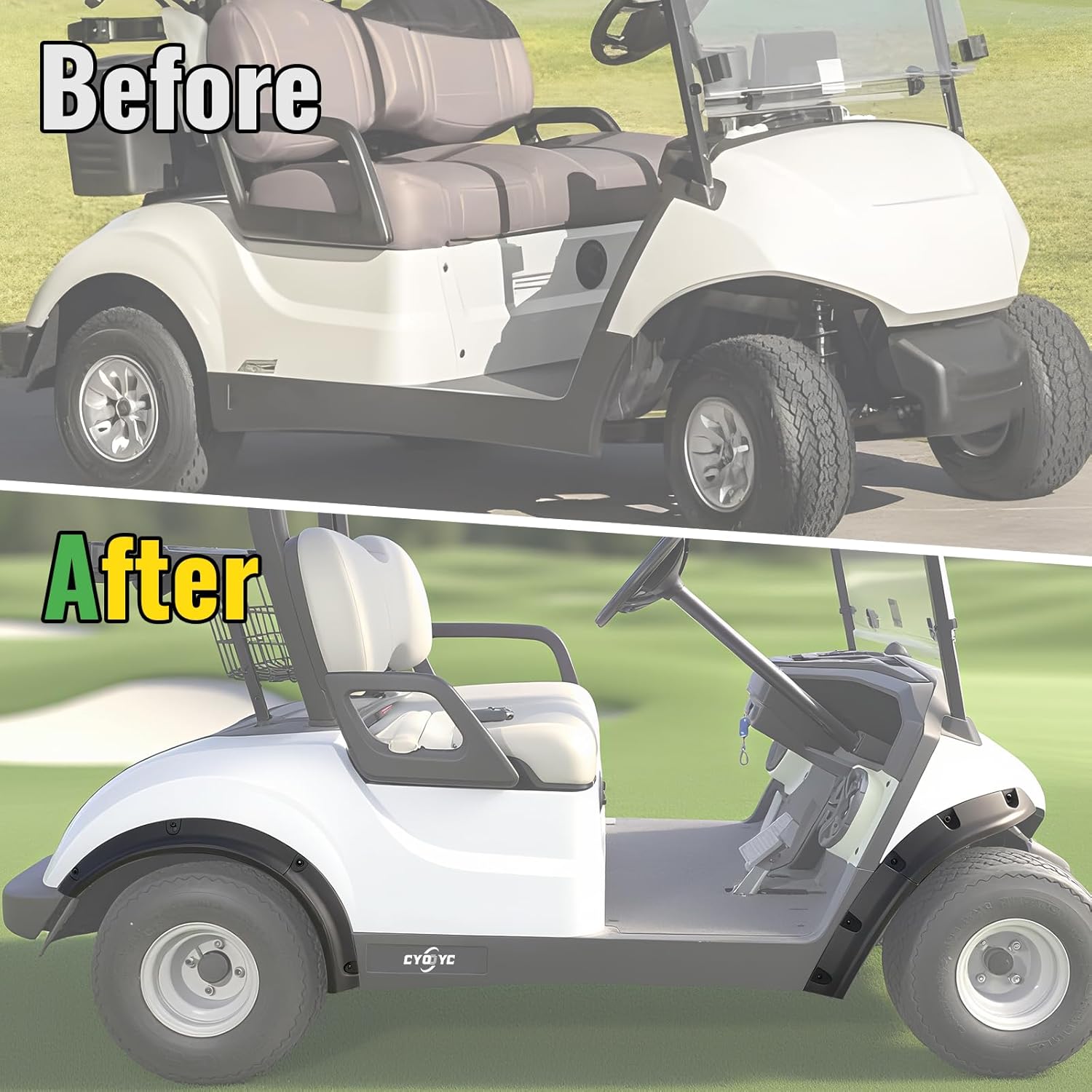 Fender Flares for Yamaha Drive 2 G29 2017-2025, Combined Mud Guards Compatible with Yamaha Golf Cart Accessories, Front and Rear Mud Flaps Flares for G29 Standard and Unmodified Golf Carts