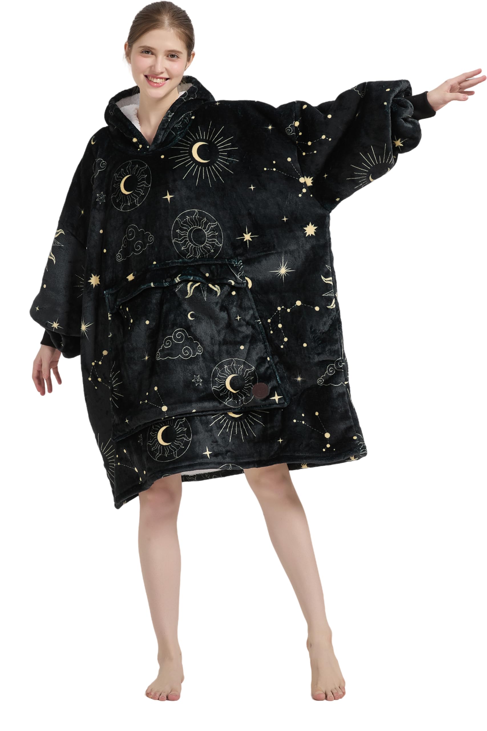 Coperta indossabile Felpa Fodera Sherpa Oversize, Comoda Super Morbida Coperta di Peluche Caldo hoodiedonne Uomini