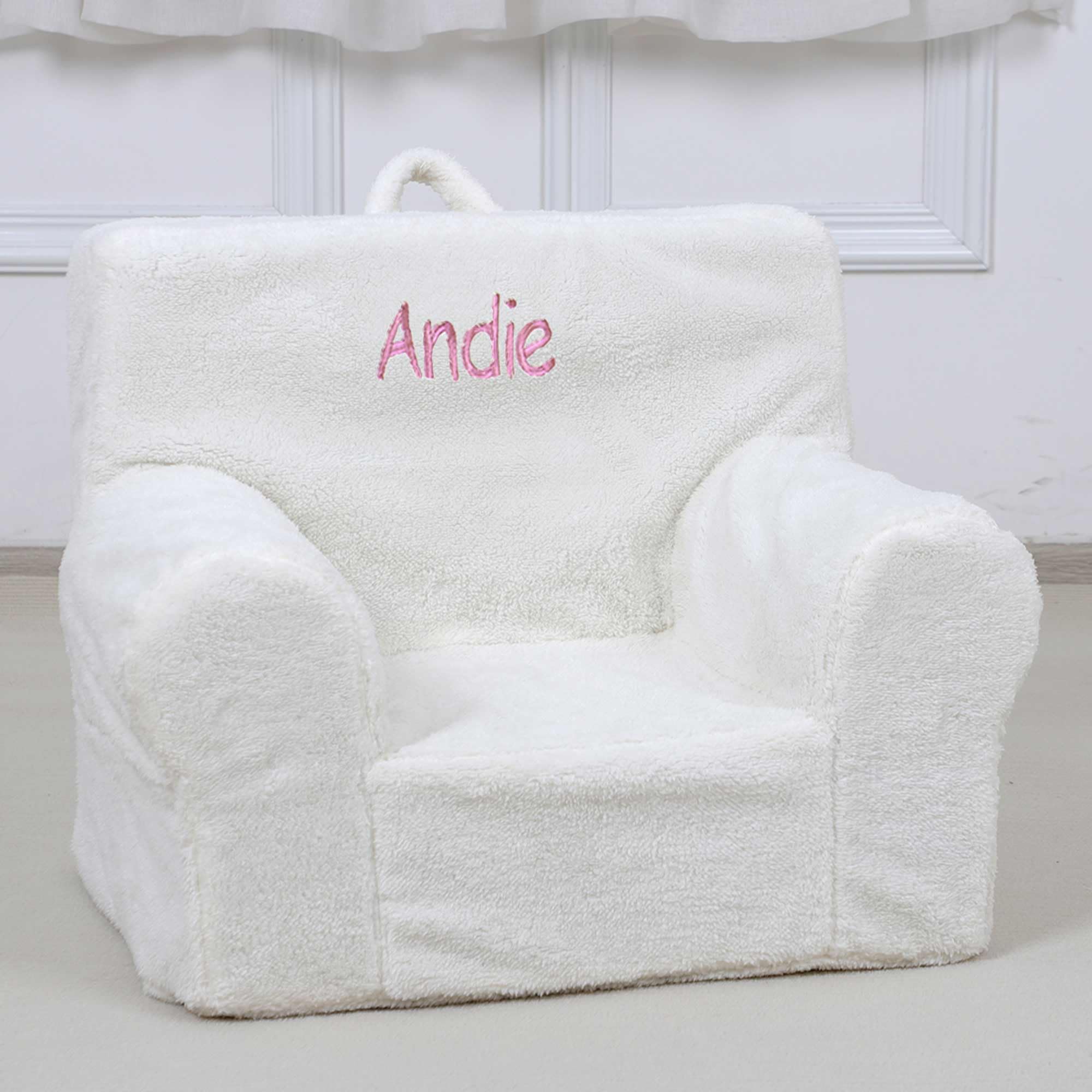 DIBSIES Personalized Creative Wonders Toddler Chair - Ages 1.5 to 4 Years Old (White Sherpa)