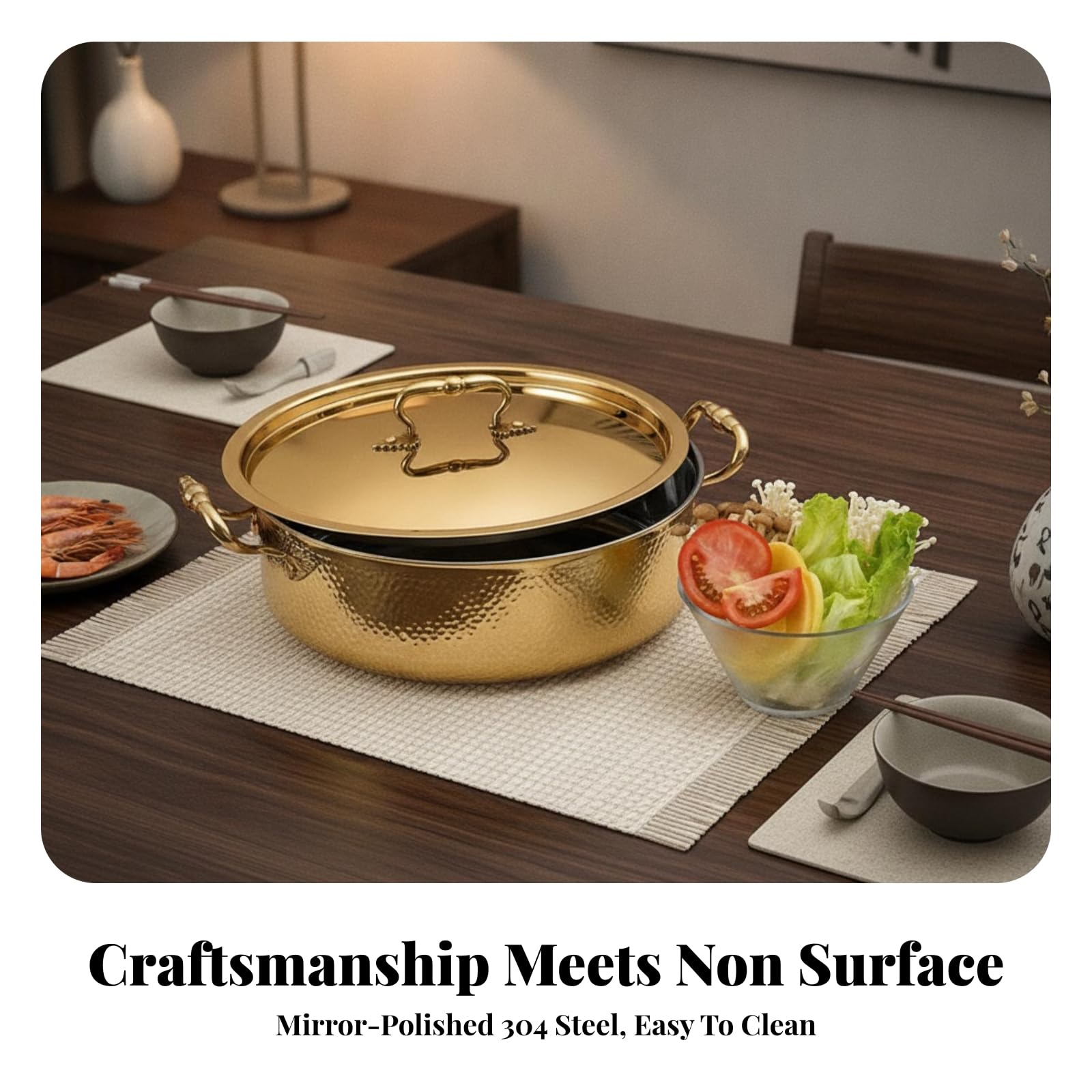 Lebensmittelecht Hot Pot Topf, Roségold, 26CM