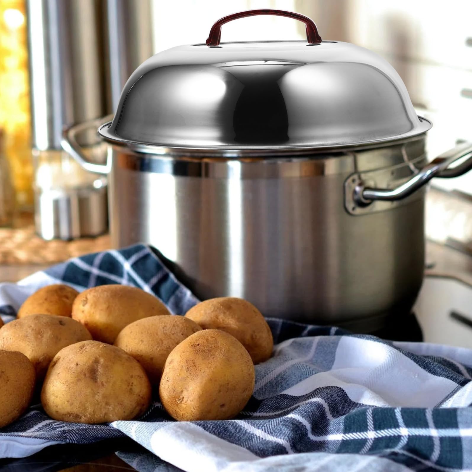 Sosoport Coperchio per Pentola Rotondo in Acciaio Inossidabile Vetro, Manico Anti-scaldatura e Design Visibile per Cucina a Gas