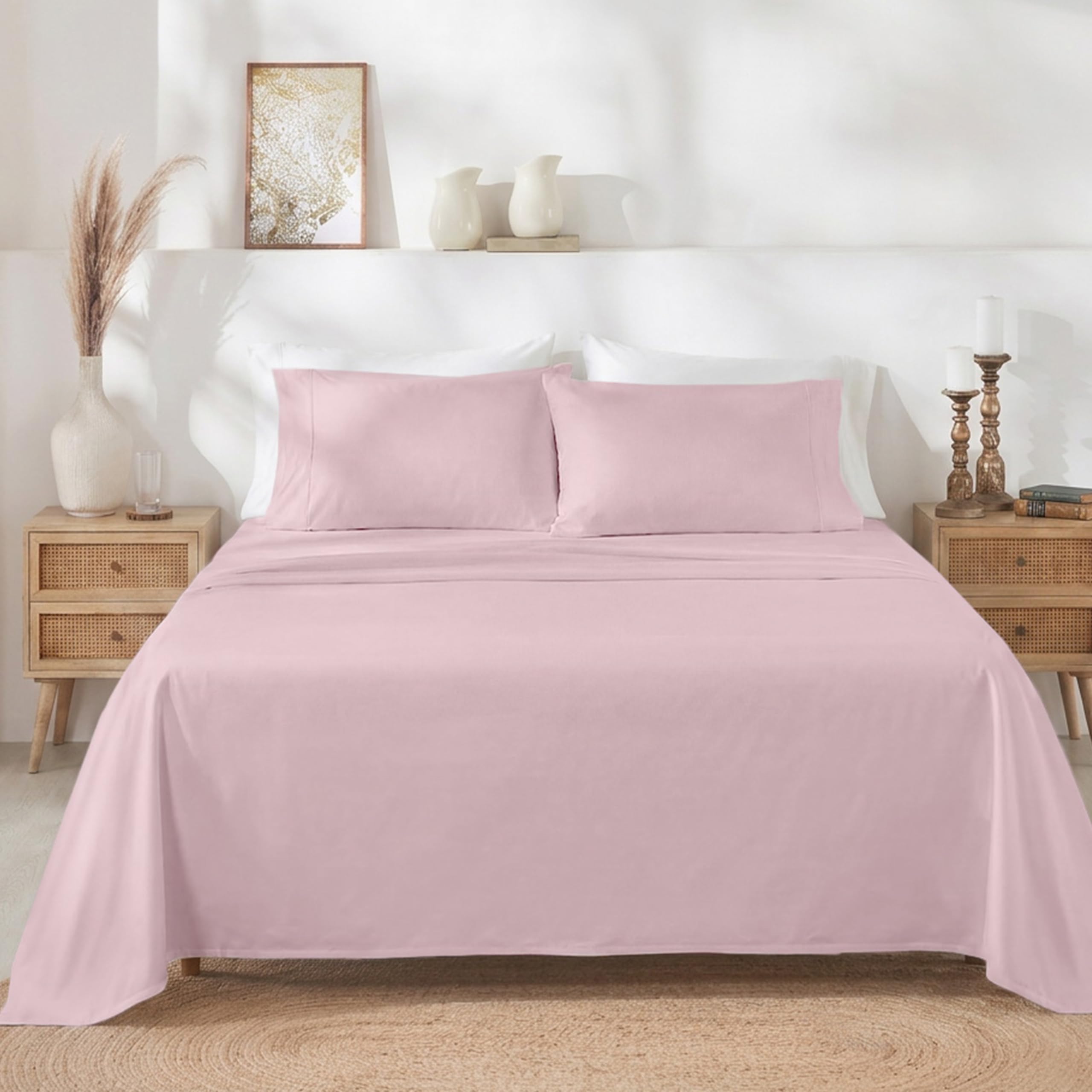 California Design Den Full Size Bed Sheets Set - Soft 400 Thread Count Sateen, Natural 100% Cotton Sheets with Deep Pockets, Breathable, and Durable