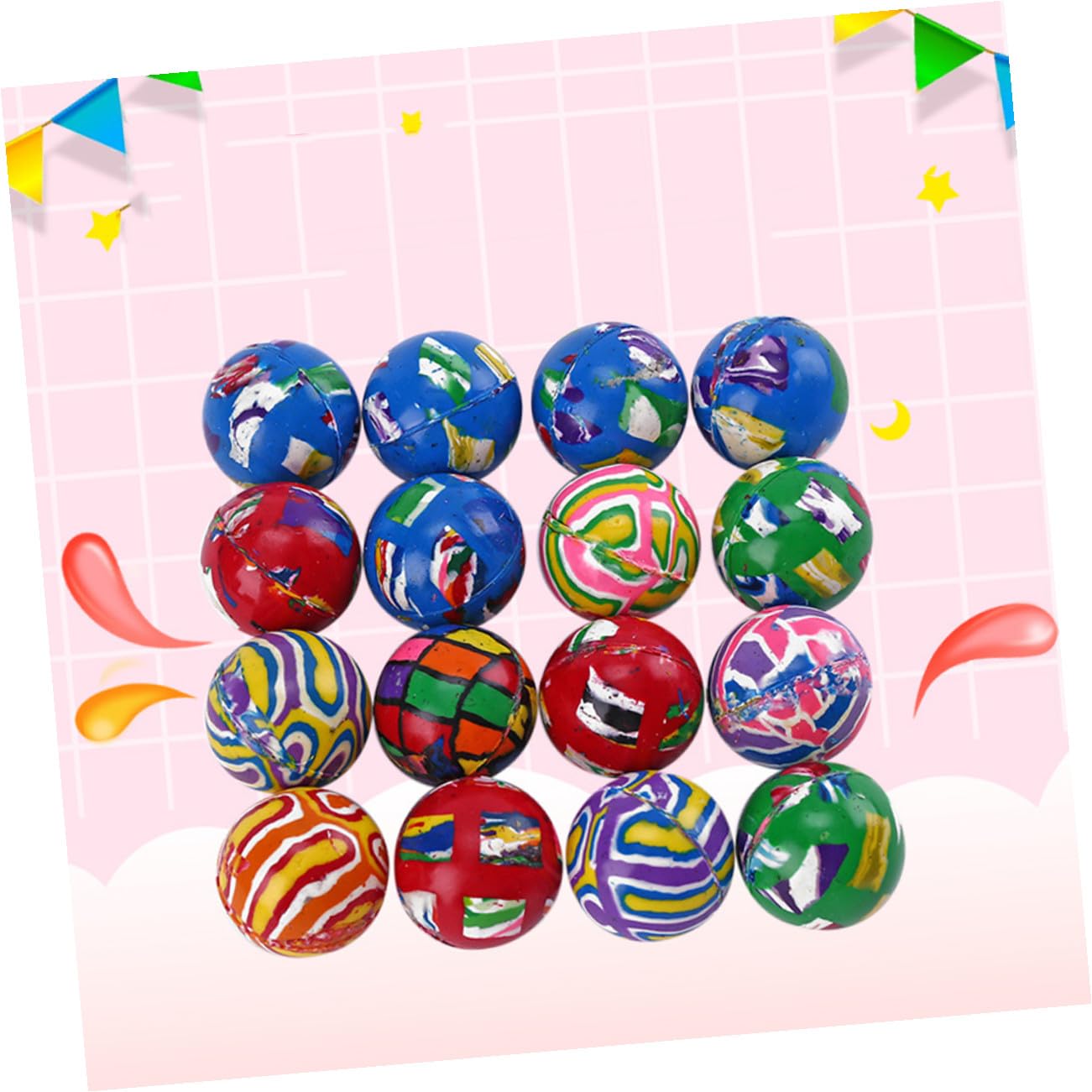 BESPORTBLE Palle Rimbalzanti in Gomma 32mm, 100 Pezzi per Bambini | Gioco e Macchine a Uovo Intrecciato, Forte Elasticità, senza Odore Stile Casuale