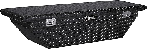 UWS TBS-63-A-LP-BLK Caja de herramientas negra de aluminio con tapa biselada y aislante.