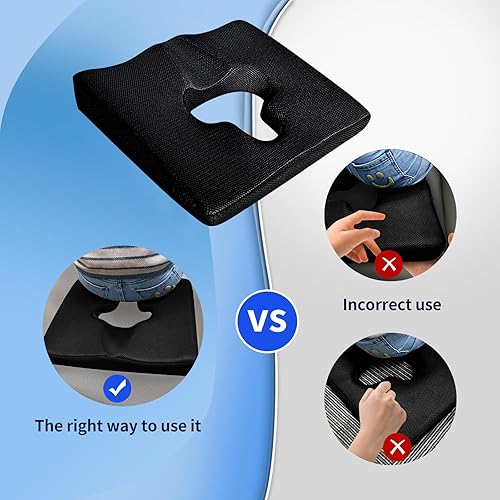 Miniatura 8 de Cojines para dolores de cama para glúteos con una funda negra extraíble y lavable, cojín antiescaras para aliviar el dolor de coxis, almohada