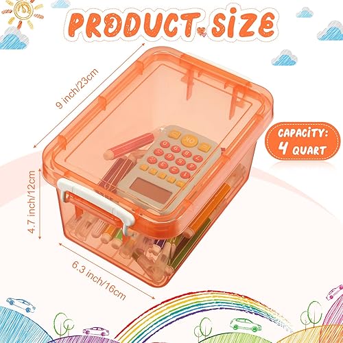 Miniatura 2 de Wenqik Paquete de 6 contenedores de almacenamiento de plástico coloridos con tapas, caja de almacenamiento pequeña de 4 cuartos de galón, apilables