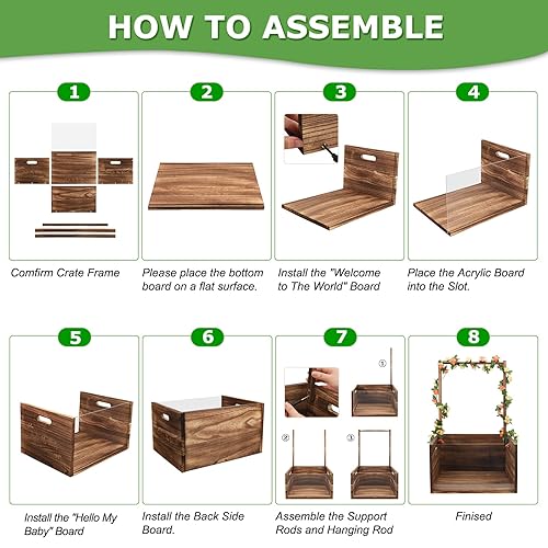 Miniatura 5 de PIIOSER Caja de almacenamiento multifuncional de madera y acrílico visible con asa, cestas de juguete de bienvenida para bebés recién nacidos para