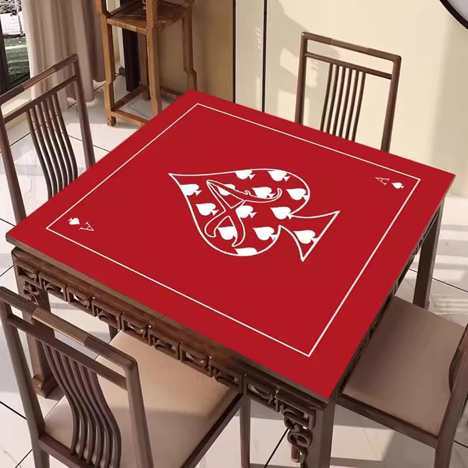 Mahjong I Mata Do Gier Planszowych Z Torbą Do Przechowywania Wielokolorowe, Wiele Rozmiarów(Rosso,35.4x35.4inch/90x90cm)