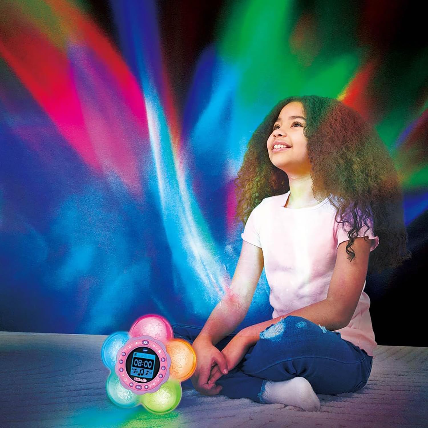 VTech KidiMagic Galaxy Light, Radiosveglia 9 in 1, Proiettore Bambini Aurora Boreale, Fiore Luminoso con Sensore di Movimento, Radio FM e MP3, Lingua Italiana, Batterie Incluse, 6+ Anni