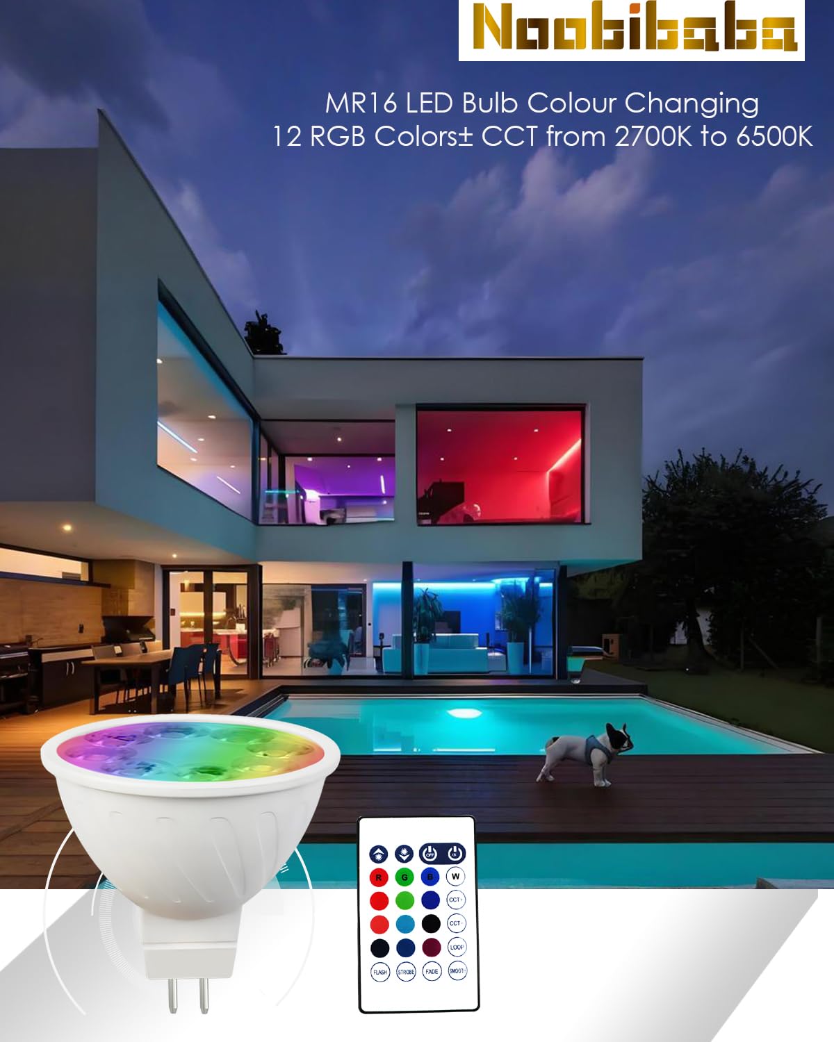 Noobibaba GU5.3 LED 12V for Christmas Lighting GU5.3 Color Changing and Single Color Fade Mode - Image 4