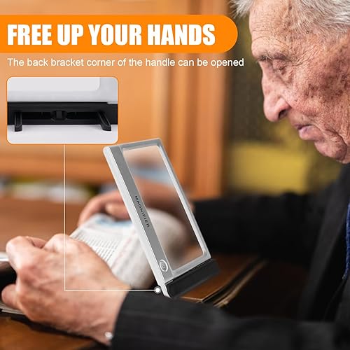 Miniatura 2 de JMH Lupa grande con luz, lupa iluminada de página completa plegable 5X, 48 LED, luz fría y cálida con 3 modos, lupa iluminada plegable de mano y de