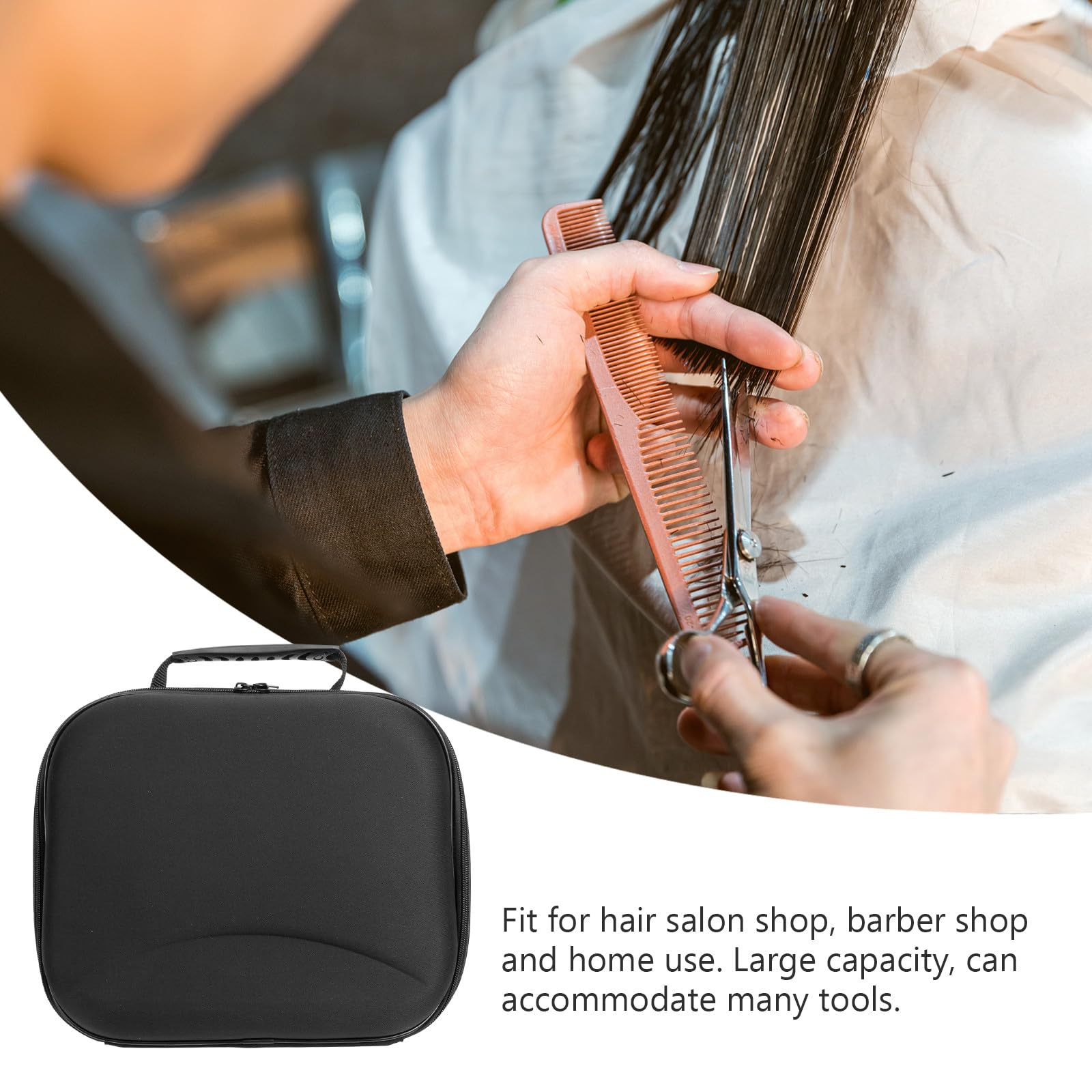 Paquet pour Accessoires de Coiffure Noir en Eva Portable Compartiments pour Ciseaux et Brosse, pour Salon de Coiffure Professionnel