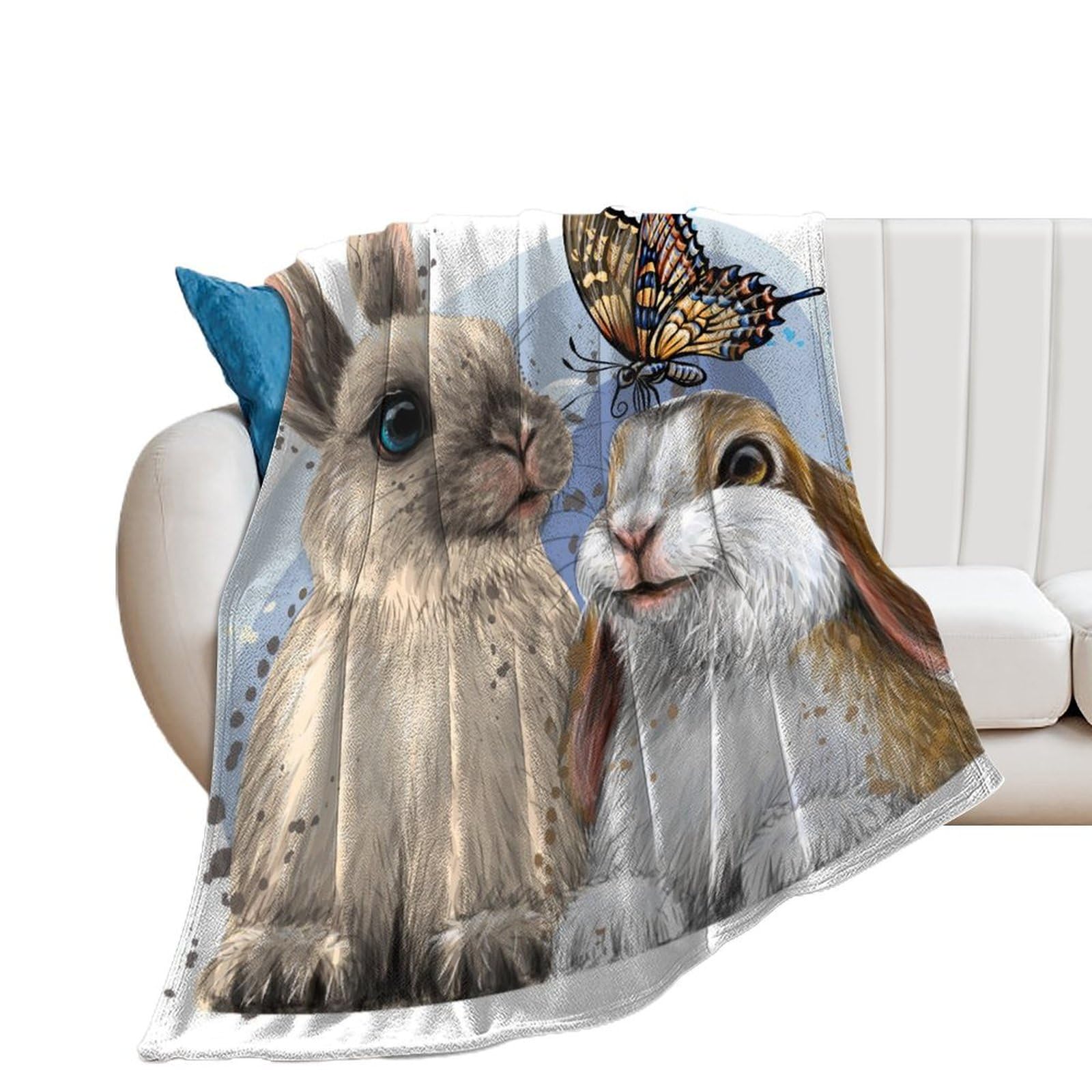 Couverture lapin papillon pour canapé plaid chaud et cocooning de salon