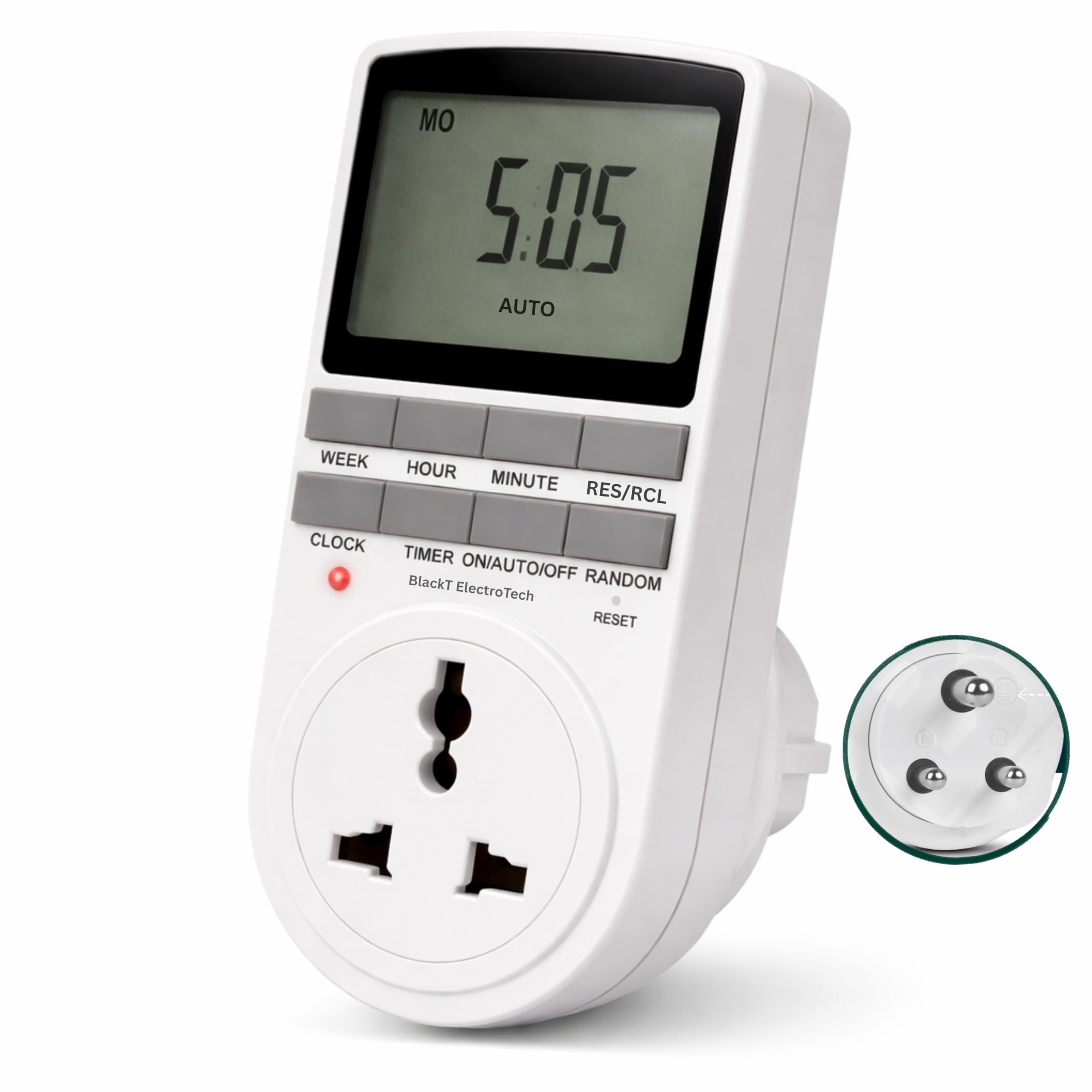 Blackt Electrotech BT41P7 Digital Programmable Timer Socket | 230V, 24x7 Daily & Weekly Scheduling | Countdown & Off-Delay Function with Seconds Precision | Energy Saving-image-9