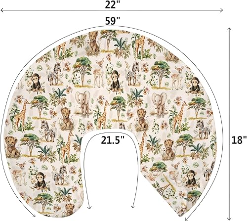 Miniatura 9 de Fundas de almohada de lactancia de animales de la selva de safari para niños y niñas, león, cebra, mono, jirafa, elefante, árboles, fundas de