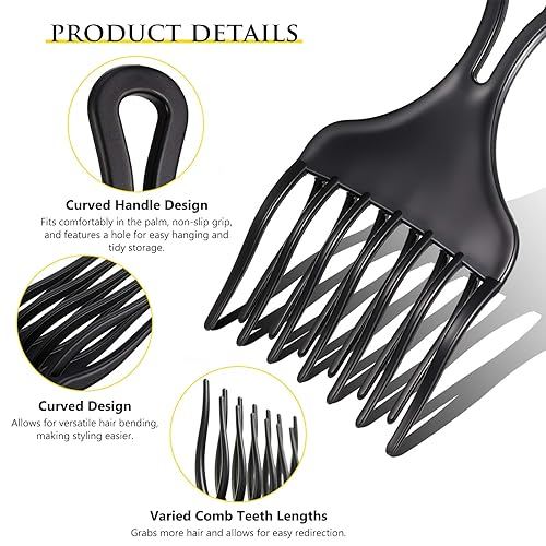 Miniatura 4 de 2 piezas de peine afro grande y pequeño doble puño púa  desenredar peluca trenza púa de pelo elevación de pelo peine herramienta de peinado para