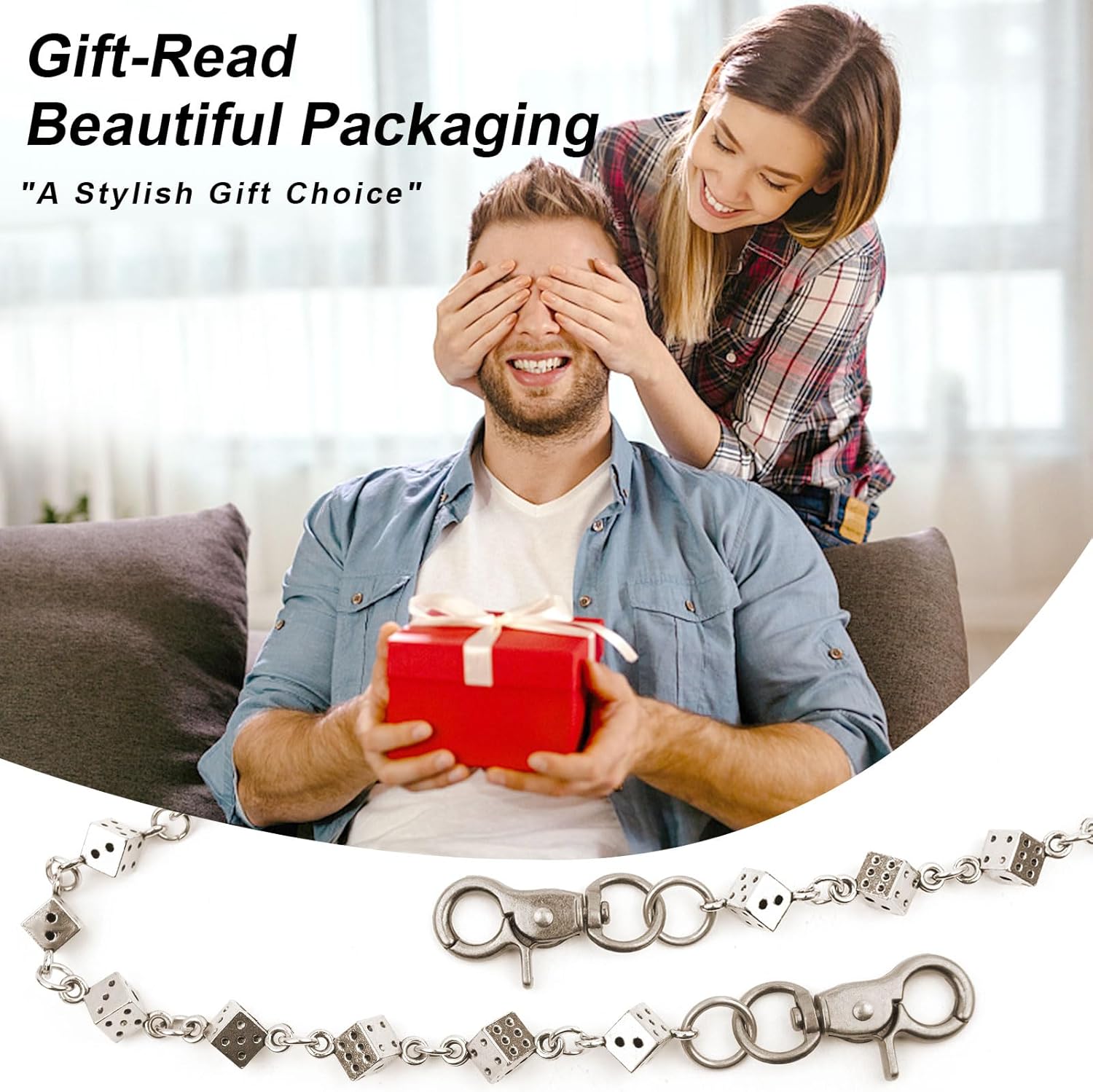 PINKPIN Unisex Dice Pants Wallet Keychain with Dice for Jeans, Wallets, and Belts, Punk Rock and Casual Streetwear Clothing Accessories - Image 6