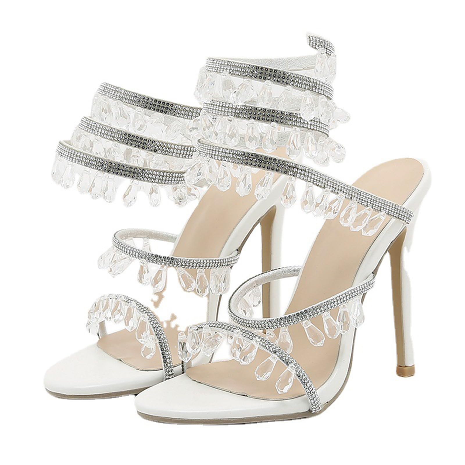 Sandales à talons aiguilles pour mariage et soirée scintillante chic - 4