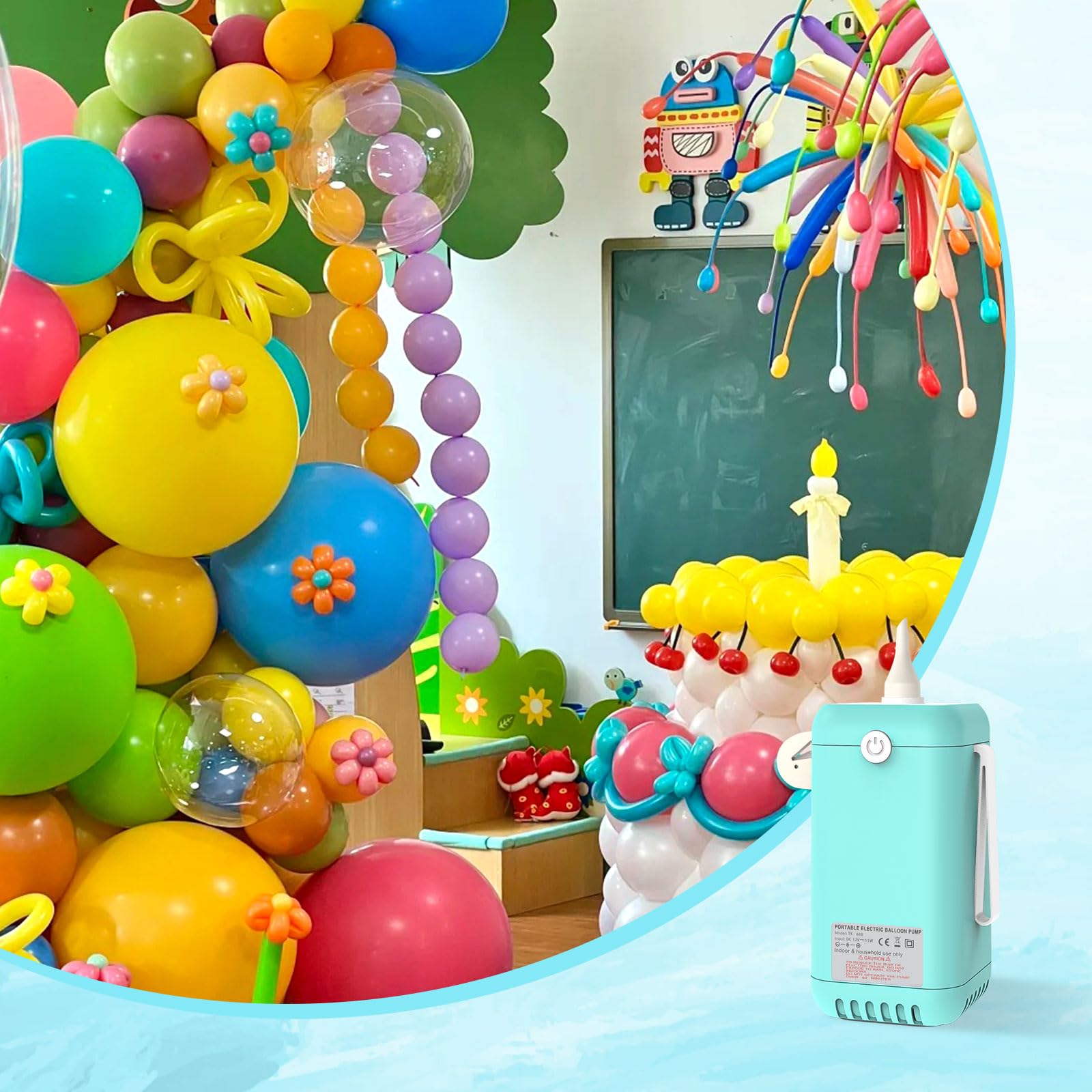 AXHJ Pompa elettrica per palloncini, ricaricabile, senza fili, con batteria da 1800 mAh, soffiatore per palloncini lunghi, palloncini in lattice a forma di animale per decorazioni per feste