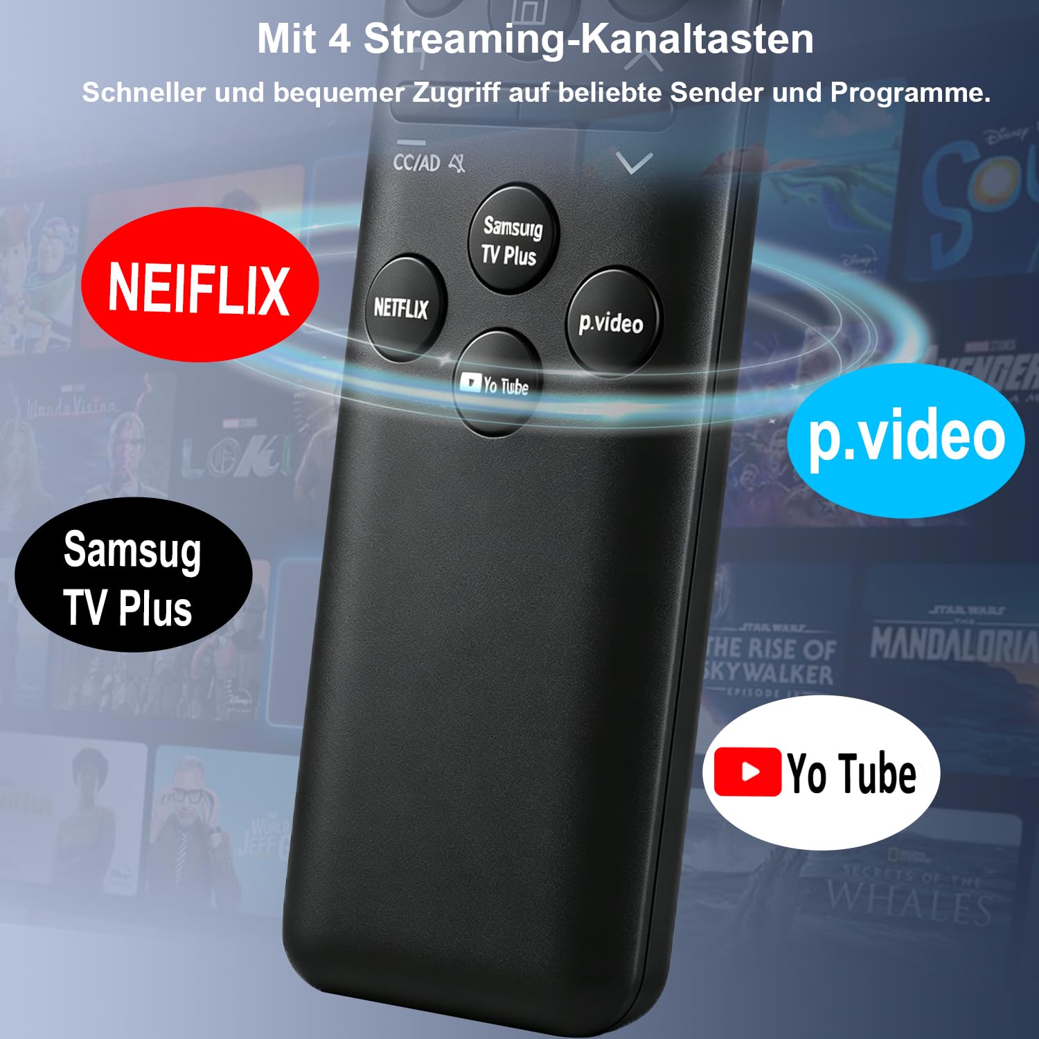BN59-01480A - Telecomando solare per Samsung TV 2019-2025, controllo vocale | Alimentato a energia solare e ricaricabile tramite USB-C, ecologico e durevole, controllo vocale KI, compatibile con Bixby