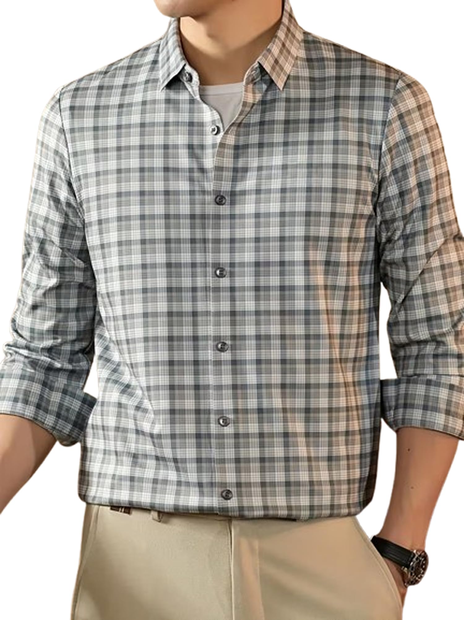 Men Shirt || Checks Shirt for Man || Full Sleeve || Casual Style (Packs Also Available) (Small-Checks)-image-2