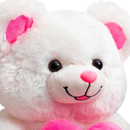 Miniatura 6 de HollyHOME Oso de peluche con corazón rosa que dice te amo y rubores, juguetes de peluche LED para novia y niños, día de San Valentín, 13 pulgadas,
