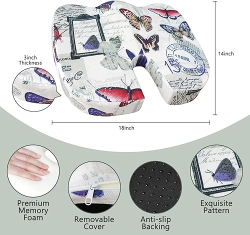 Miniatura 8 de Tailbone Pain Relief Cushion, Memory Foam Seat Cushion for Pressure Relief Coccyx Cushion for Sciatica Pain Ergonomic Seat Cushion for Office Desk