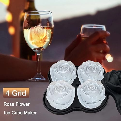 Miniatura 5 de ROJMHS - Bandeja de cubitos de hielo, 4 cavidades de silicona de 2.5 pulgadas, forma de cubo de hielo grande novedosa de fácil liberación para